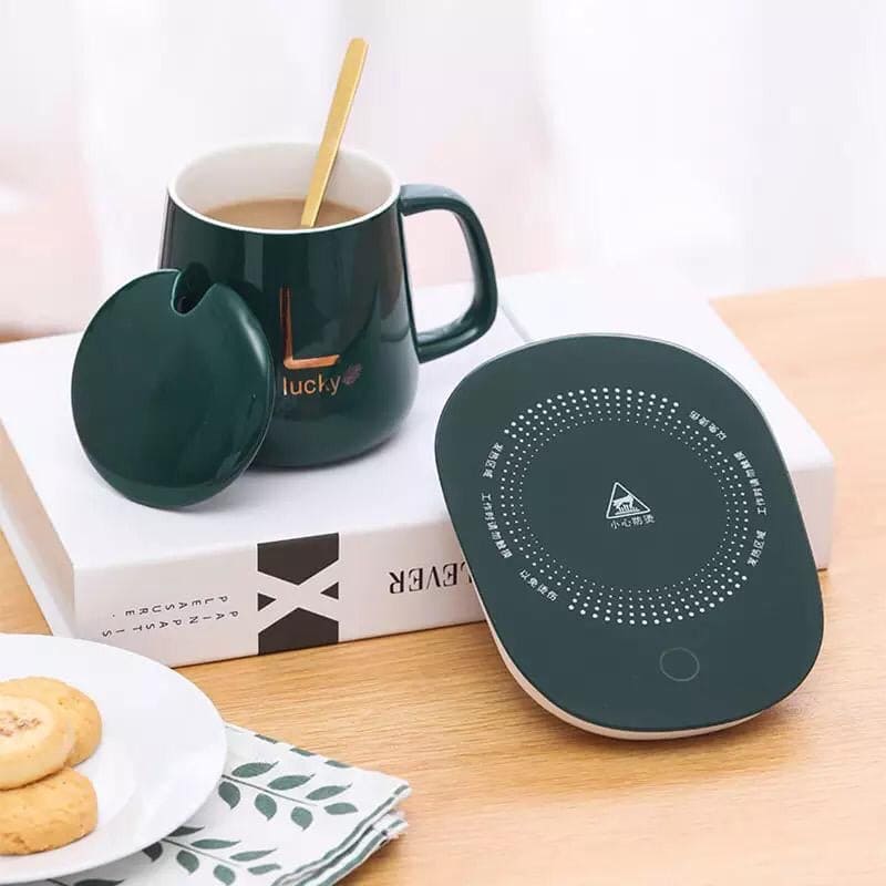 Ceramic Coffee Cup With Heating Pad, Mug Warmer Mat Ceramic Coffee Cup With Heating Pad, Mug Warmer Mat